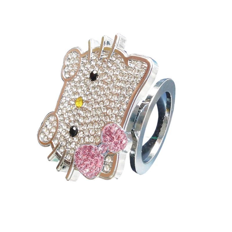 DSkoiph Car Push Start Button Cover Bling Car Accessories Cute Cat for Women, Crystal Rhinestone Car Engine Start Stop Button Cover (Pink) - Image 3